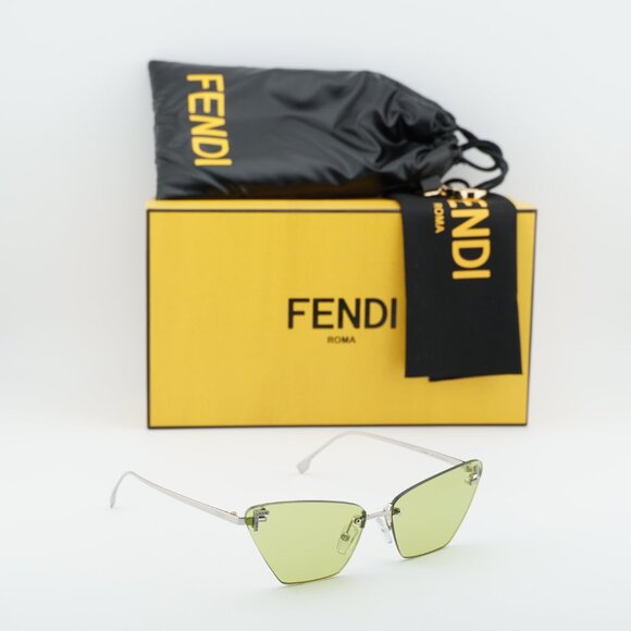 Fendi FE4160US 16N Cat Eye Sunglasses - Silver/Green main image 5